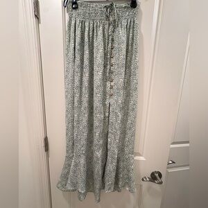 Floral Button-Front Maxi Skirt